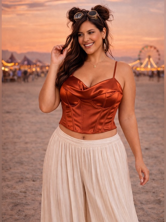 Tops - 🌸5/$25🌸 Burnt Orange/Copper Satin Corset Halter Top